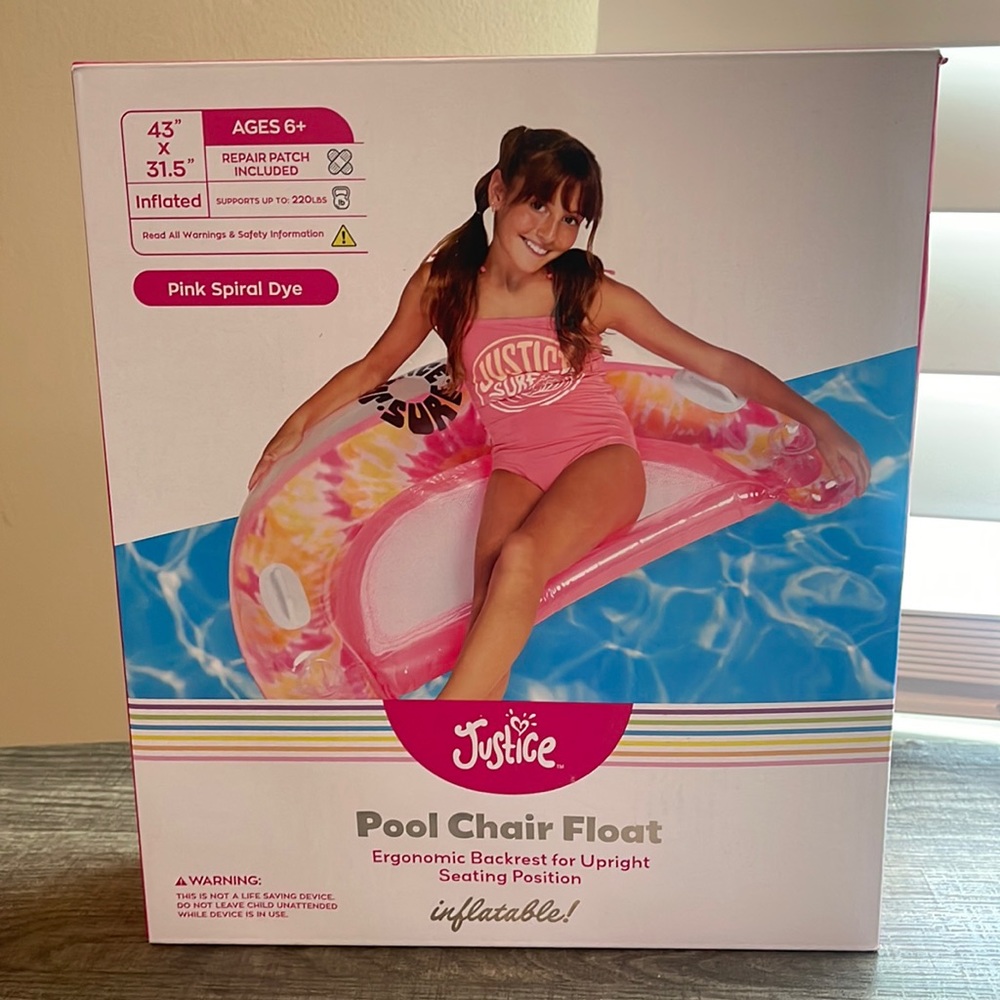 New Justice Pool Chair Float Pink Spiral Color